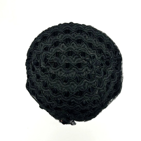 Vintage Black Lace Pillbox Hat Fascinator with Netting Veil Mid Century Style - Picture 6 of 8